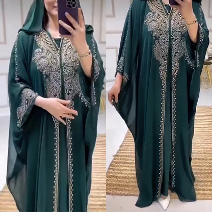 Elegant African Hooded Diamonds Kaftan | Ankara Dashiki Marocain Boubou | Evening Party Gown Abaya