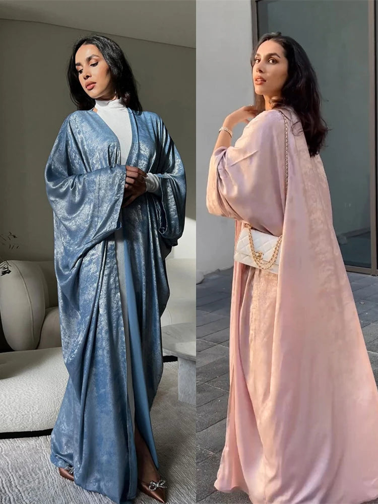 Eid Open Kimono Coat Dubai Luxury Batwing Abaya Modest Dresses 2024 for Women Islam Clothing Kebaya Robe Femme Musulmane