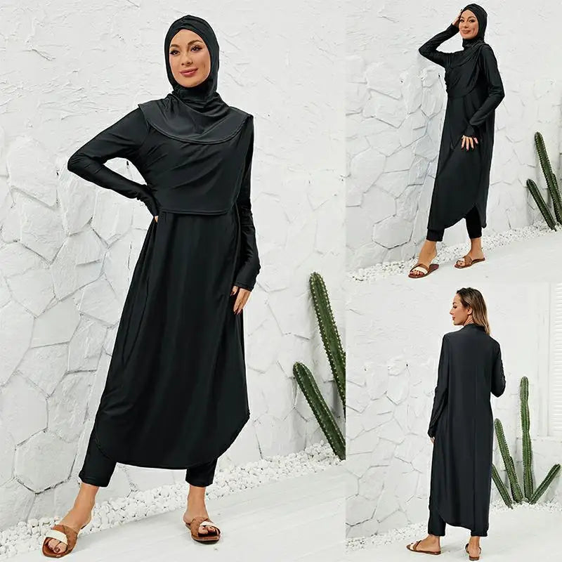 Quick-Dry 3PCS Burkini for Muslim Women | Modest Swimwear with Hijab and Long Sleeve Bathing Suit