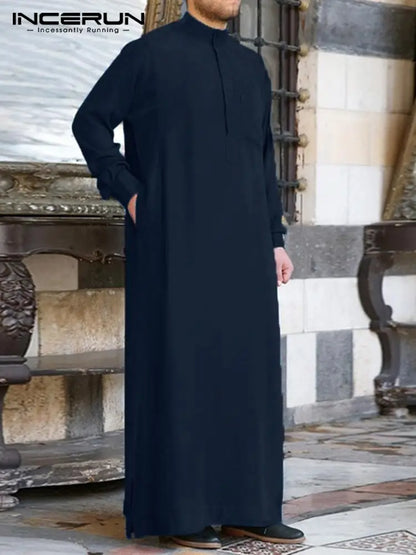 Fashion Muslim Clothing Thobe Jubba Mens Robe Long Sleeve Saudi Arab Thobe Kaftan Ropa Arabe Islamic Thobe Indian Dress Robe