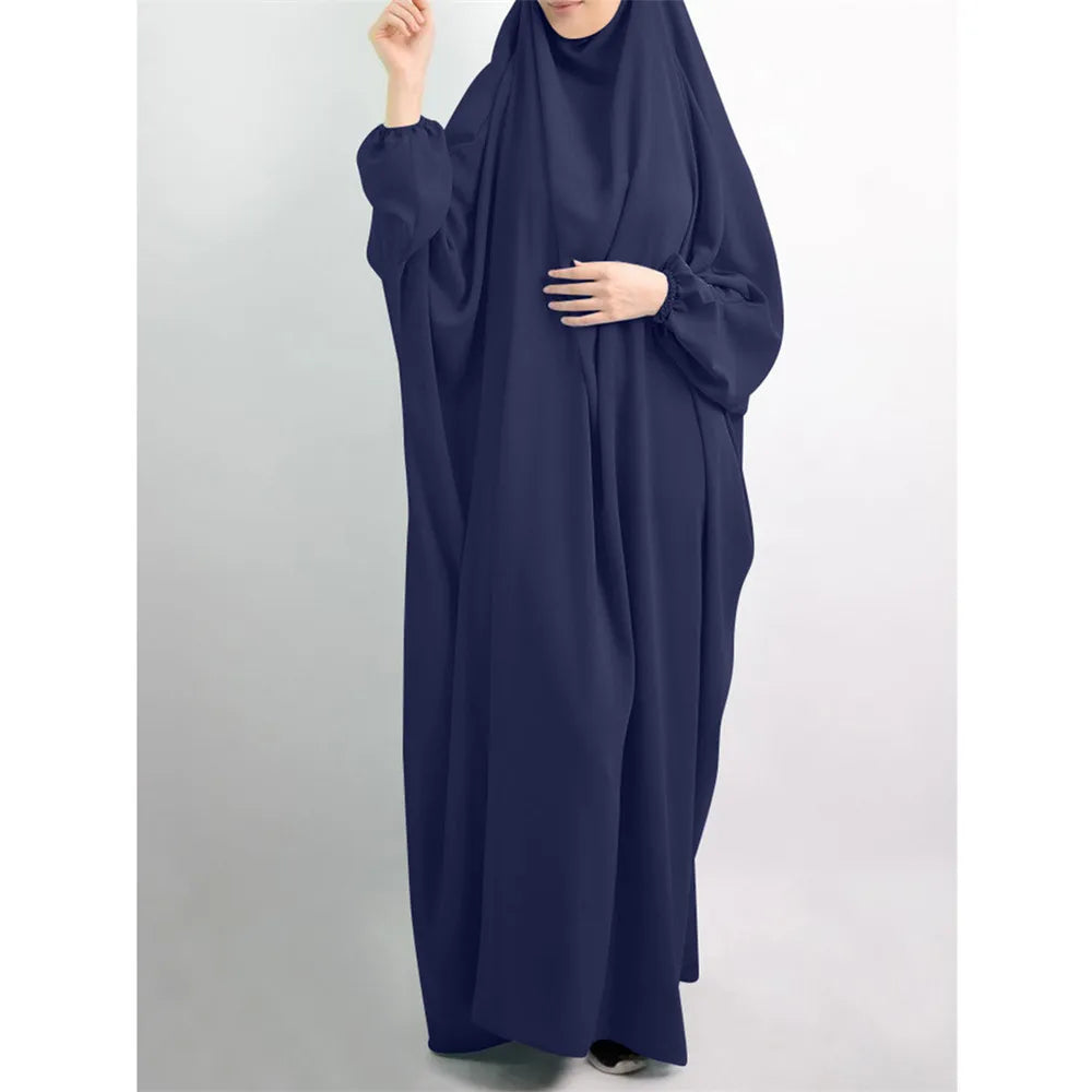 Eid Hooded Caftan One Piece Amira Khimar Women Overhead Hijab Prayer Garment Long Dress Turkey Burqa Robe